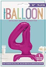 Unique Hot Pink Standing Number 4 Foil Balloon 30 inches view 2