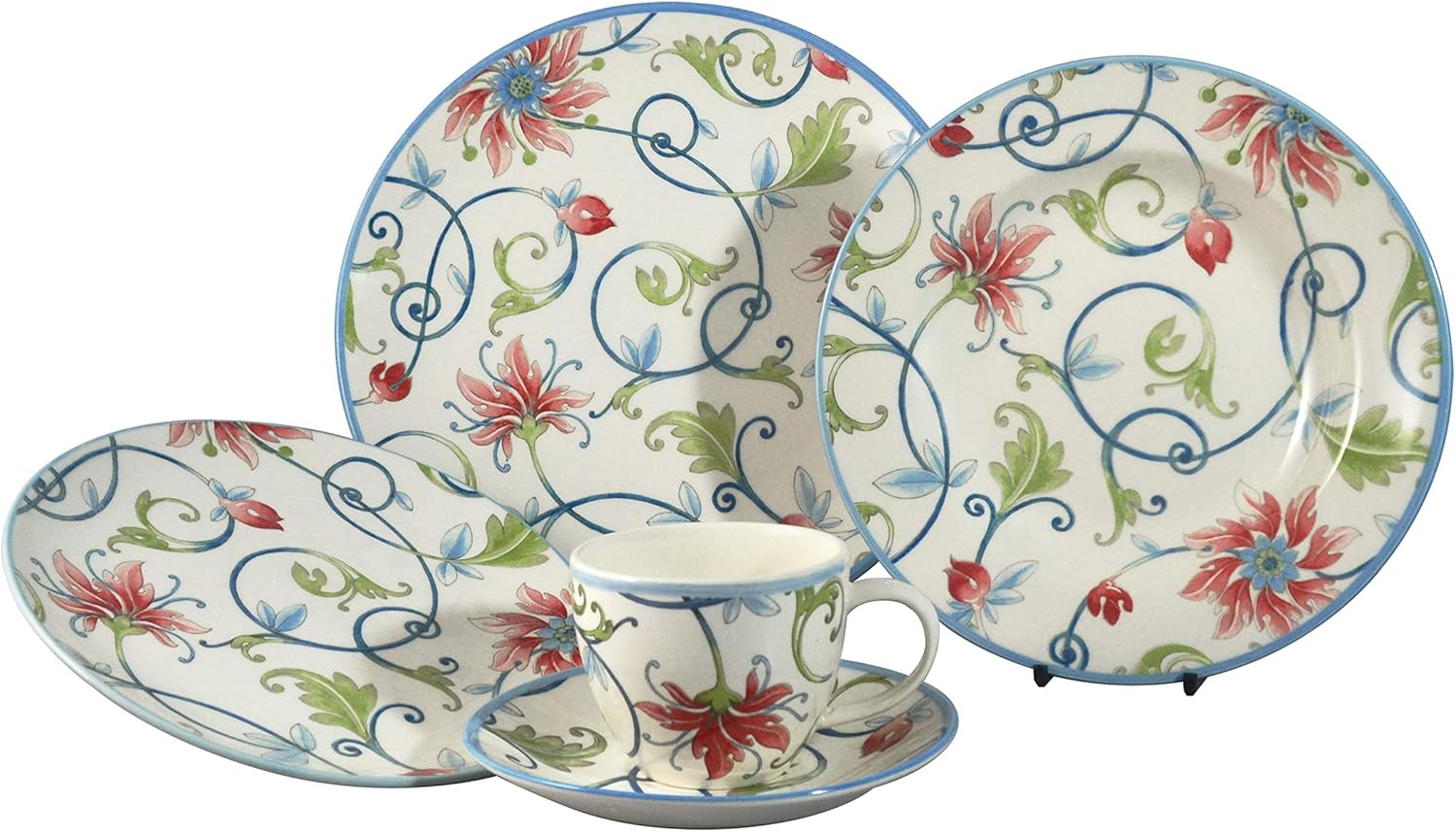 Tudor Royal Collection 30-Piece Premium Quality Round Porcelain Dinnerware Set, Service for 6 - BOTANICAL, See 10 Designs Inside!