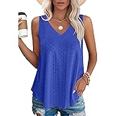 OFEEFAN Womens Tank Tops V Neck Sleeveless Flowy Loose Fit Basic Casual Summer Tops