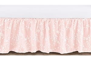 Sweet Jojo Designs Pink Floral Vintage Lace Girl Baby Nursery Crib Bed Skirt Dust Ruffle - Solid Light Blush Luxurious Elegant Princess Boho Shabby Chic Luxury Glam Flower High End Boutique