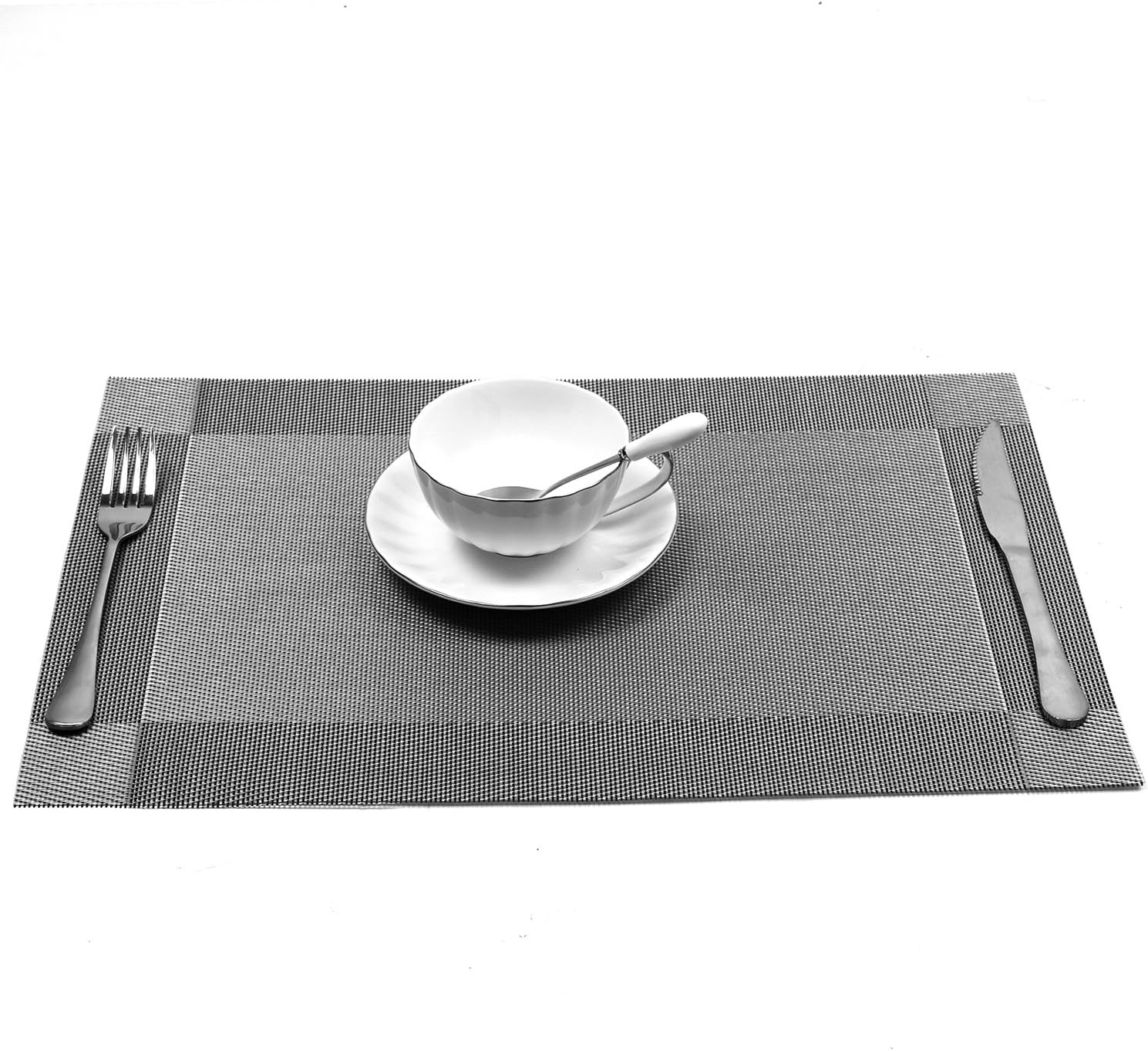 U'Artlines Placemat, Crossweave Woven Vinyl Non-Slip Insulation Placemat Washable Table Mats (Grey, 4pcs placemats): Home & Kitchen