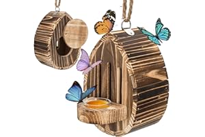 ZOOFOX Wooden Hanging Butterfly House, DIY Butterfly House Kit for Garden, Natural Butterflies Habitat with Feeder for Butterflies, Bees, Ladybug, Easy to Clean