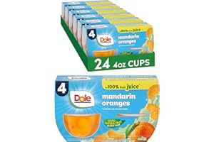 Dole Fruit Bowls Mandarin Oranges in 100% Juice Snacks, 4oz 24 Total Cups, Gluten & Dairy Free, Bulk Lunch Snacks for Kids & Adults