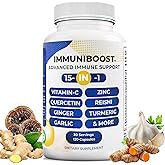 15 in 1 Immune Support Supplement 120 Capsules with Powerful Blend of Turmeric, Ginger, Vitamin C and Zinc Immune Booster for Adults