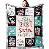 Dfaqehk Valentines Day Sister Gifts, Sisters Birthday Gift Ideas Throw Blanket 60 x 50 Inch, Best Sis Ever Gift for Women, Birthday Presents for Sisters Adult from Sister/Brother