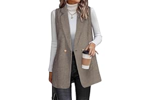Happy Sailed Vest for Women Fall Winter Sleeveless Blazer Cardigans with Pockets