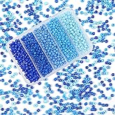 TOAOB 1500pcs 3mm Blue Colors Opaque Seed Beads Kit Glass Round Small Spacer Beads with Beading Pin for DIY Beading Weaving Earrings Bracelets Necklaces Eyeglass Chain Art Crafts Jewelry Making