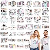 36 Sheets Christian Iron on Transfers Christian Bible Dtf Ready to Press | Religious Inspirational Vinyl Iron on Patch, Christian Iron on Decal for T Shirt, Jacket Pillow Covers Backpack DIY Crafts