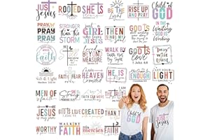 Tellingyou 36 Sheets Iron on Transfers Patches Dtf Ready to Press Vinyl Iron on Patch Embroidered Applique for T Shirt Jacket Pillow Covers Backpack Hoodies DIY Decorations(Christian Bible)