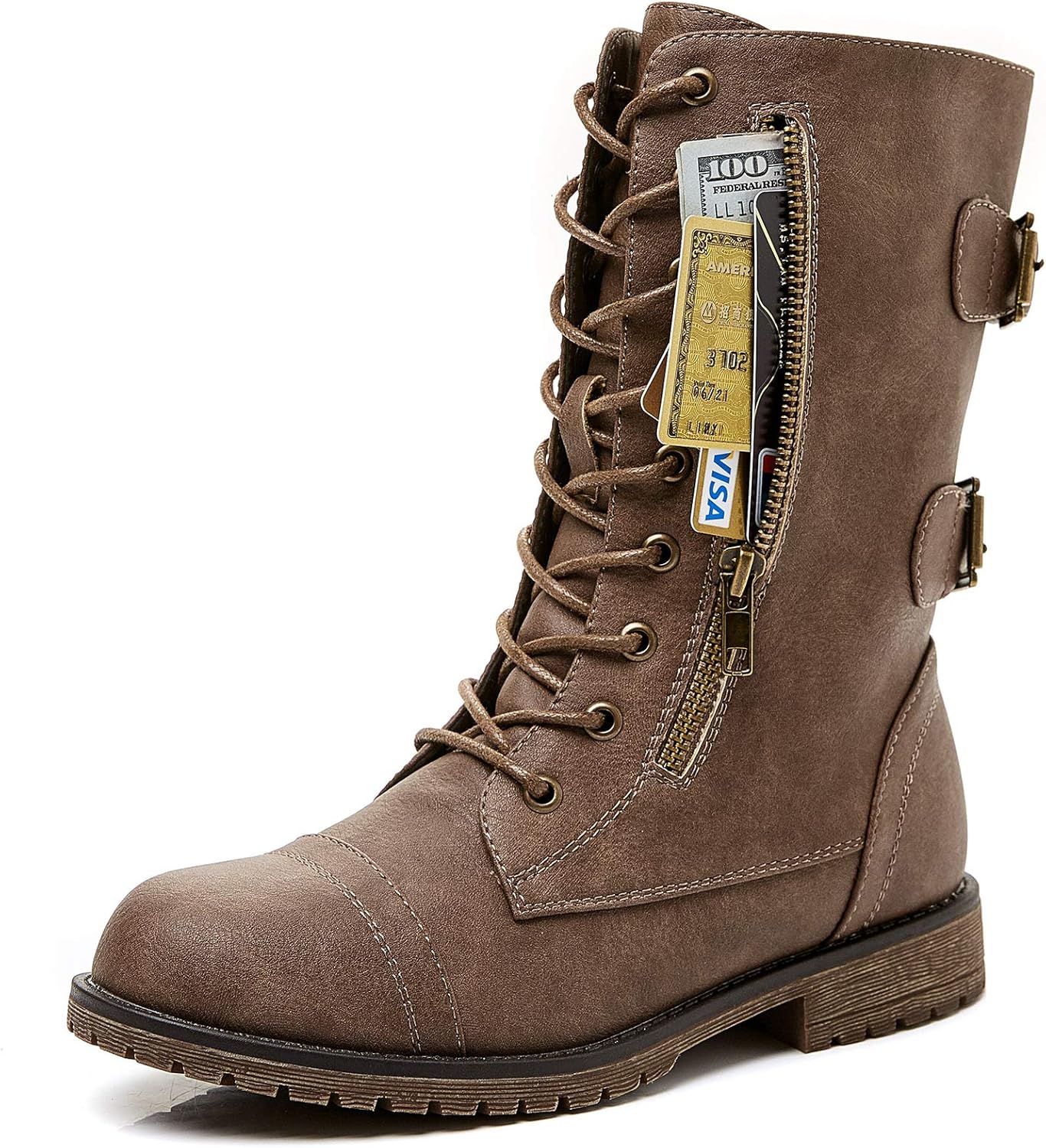 Buy Savaii Women's Fern Mid Calf Boots Military Combat Boot with Card