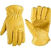 Wells Lamont Men's Winter Leather Work Gloves, 100-gram Thinsulate, Cowhide, Lined Leather, Large 1108L, Yellow