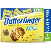Butterfinger Minis Candy Bars Individually Wrapped, 8 Bags, 9.8 Oz Each | Crispety crunchety peanut buttery candy, mini candy individually wrapped in resealable bags, a sweet treat for easy sharing