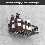 UUlioyer Shower Caddy 2-Pack Waterproof No Drilling Black Bathroom Shelf view 3