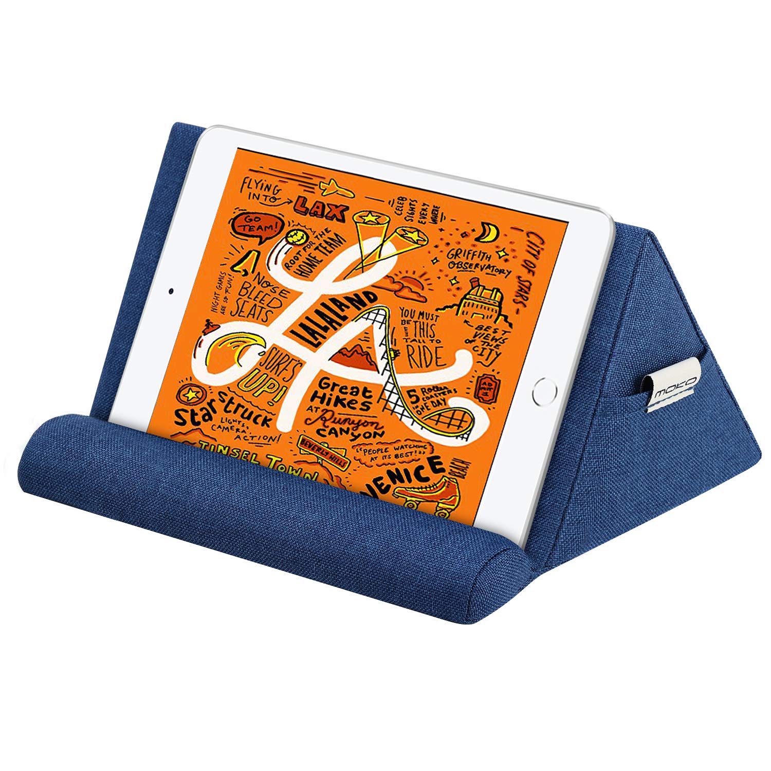MoKo Tablet Pillow Stand - Pillow Lap Holder for Tablets up to 11" - Compatible with iPad Air 5, Mini 6, Pro 11/10.5, Air 4, Mini 5, Galaxy Tab S6/S7/S9/S9+ - Navy Blue