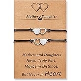 Desimtion Mother Daughter Bracelets Set for 2, 3, 4, 5, 6, Wish Matching Heart Bracelets for Mom and Daughter,Christmas Gifts for Mom Daughters