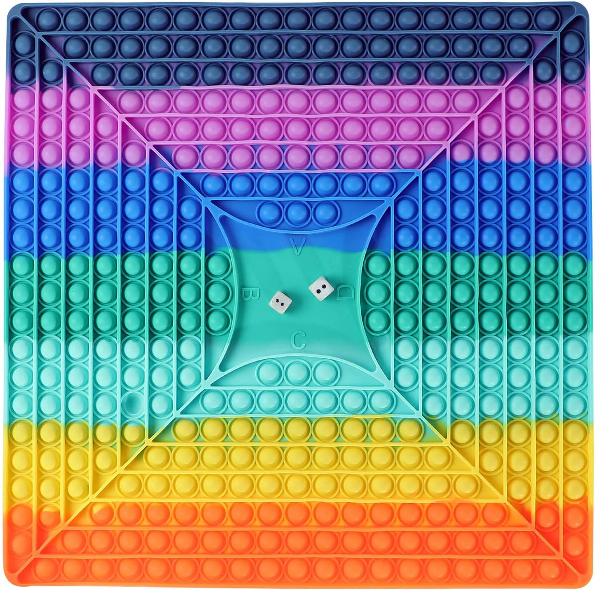 Big Pop Game Fidget Toy, Rainbow Chess Board Push Bubble Popper Fidget Sensory Toys,Silicone Large Stress Relieving Toys Interactive Stress Relief Figetget Toy to Play with Friends (Square Pop B)
