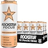 Rockstar Focus, White Peach, 12 Fl Oz Cans (Pack of 12)