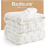 Bedsure GentleSoft California King Blanket for Bed - Super Soft Cozy Blankets for Women Men Girls, Large Fuzzy Fleece Throw for Bedroom Decor, White, 102x96 Inches