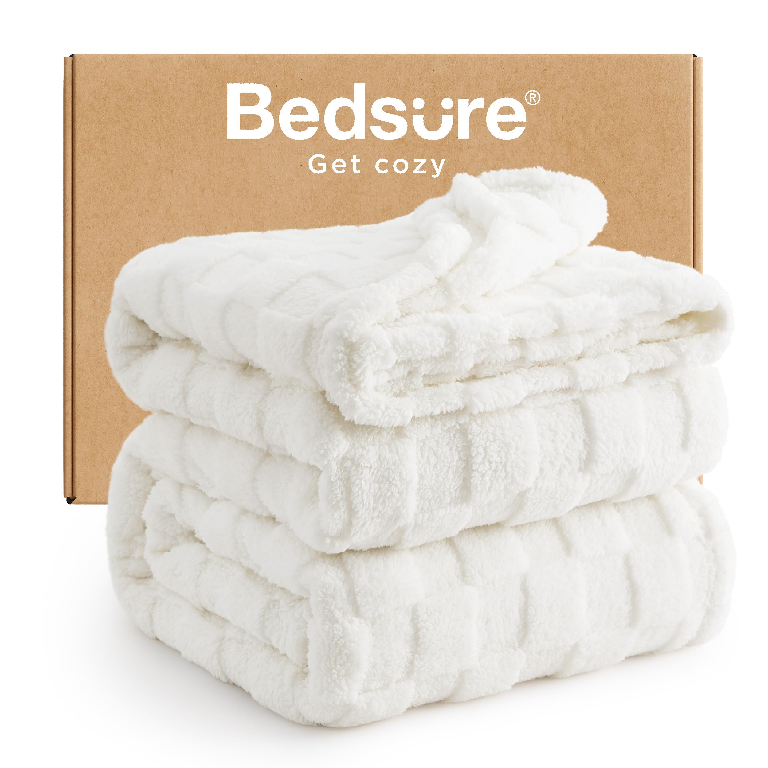 Bedsure GentleSoft California King Blanket for Bed - Super Soft Cozy Blankets for Women Men Girls, Large Fuzzy Fleece Throw for Bedroom Decor, White, 102x96 Inches Image