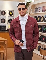 COOFANDY Shirt Jacket For Men Casual Fashion Waffle