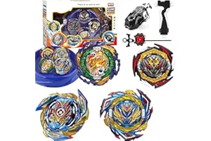 VEWITCHER Bey Battling Tops Set with Battle Stadium, Bey 4 Metal Fusion Spinning Tops with Bey Arena 2 Launchers and Grip Combat Gmae Toys, Birthday Gifts for 8-12 Children Kids Boys
