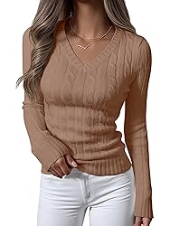 ANRABESS Womens Long Sleeve Cable Knit Sweater 2025