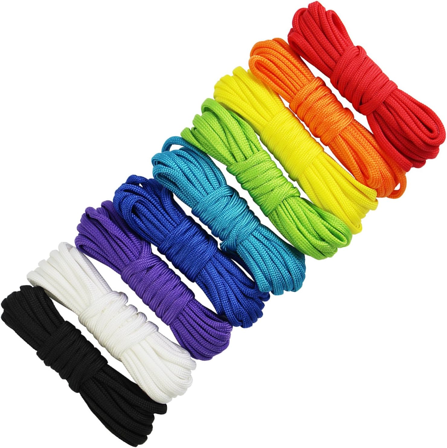 Juego de 9 Paracord cuerda cordones 4 mm arco iris Color 7 Núcleo