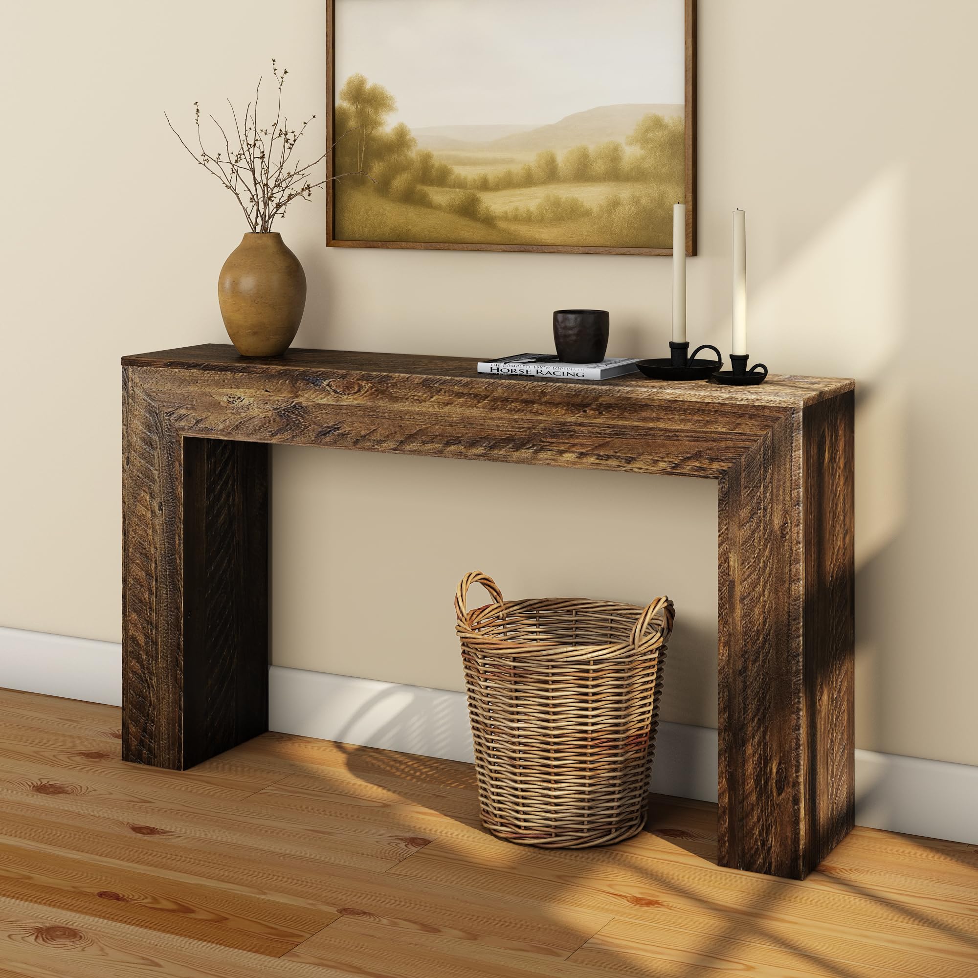 Photo 1 of Plank+Beam 56 Inch Camden, Farmhouse Console Table - Solid Pine Wood, Easy Assembly for Living Room or Entryway, Rustic Barnwood