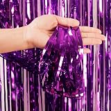 YAAVAAW Glitter Purple Tinsel Curtain 2 Pack 3.2x8.3ft Backdrop Door Decor view 3