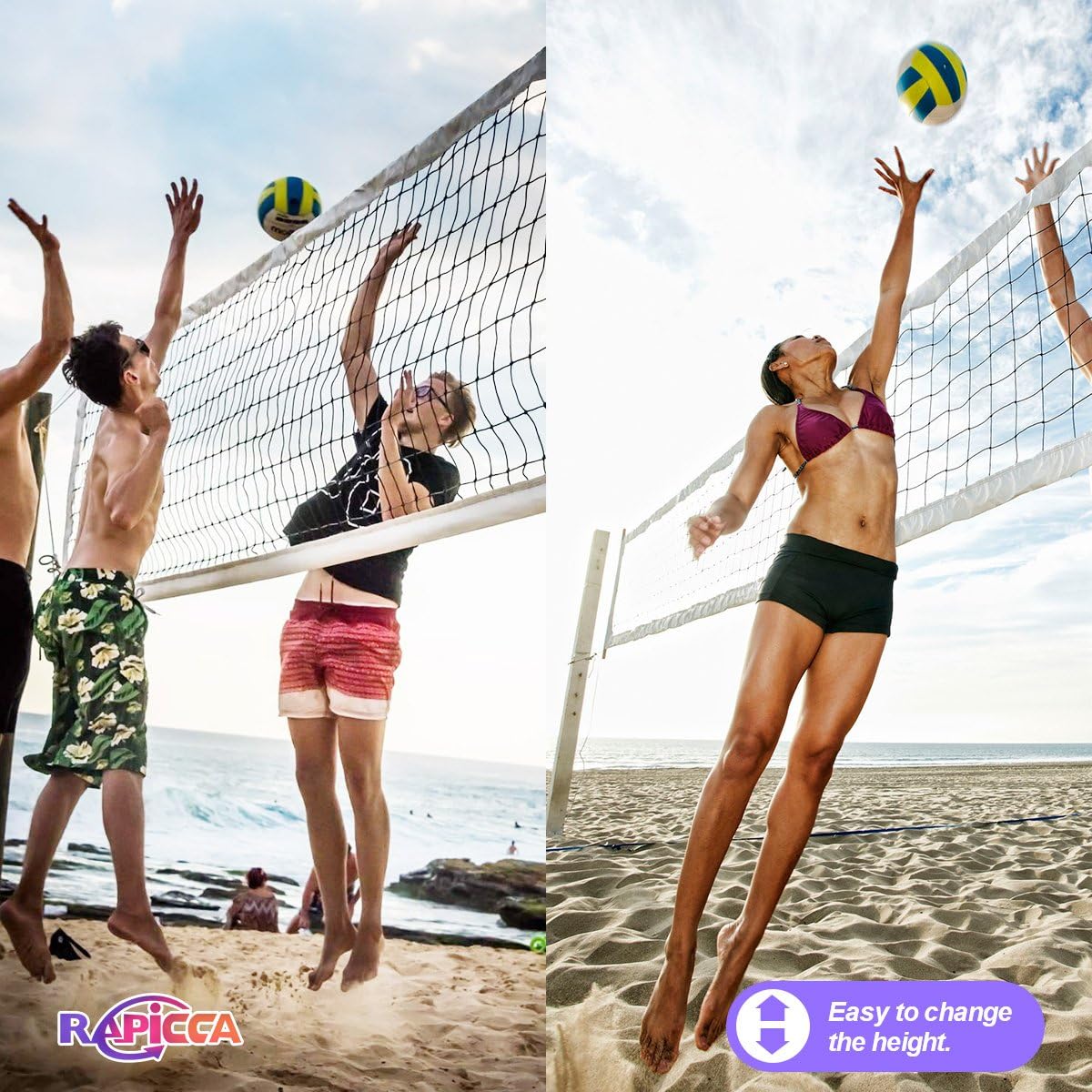 RAPICCA Volleyball Net for Indoor or Outdoor Sports Backyard Schoolyard Pool Beach Volleyball Replacement Net for Tournament or Championships (32 FT x 3 FT) Poles Not Included : Sports & Outdoors