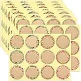 TESWEY 120PCS Canning Labels for Mason Jars and Lids,2" Kraft Labels with 12 Different Floral Borders,Tag Name Label Stickers for Bottles Containers Gifts Bins