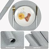 Famibay Round Placemats and Coasters Set of 8 34cm 10cm Grey view 3