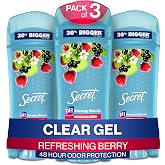 Secret Antiperspirant and Deodorant Women, Berry Scent, Clear Gel 3.4 oz (Pack of 3)