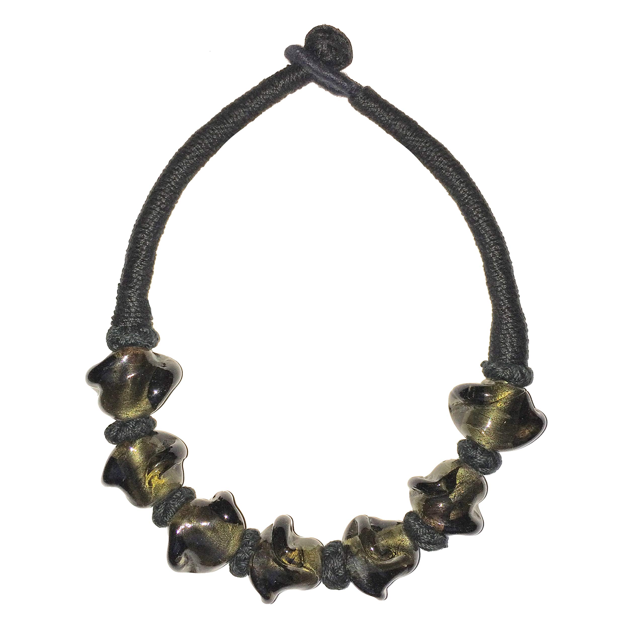 Franki Baker Statement Black & Gold Glass Choker Necklace. Length :45cm
