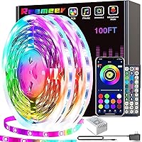 Reemeer Led Lights for Bedroom 100ft(2 Rolls of 50ft) Smart Music Sync Color Changing LED Strip Lights with App and Remote Co