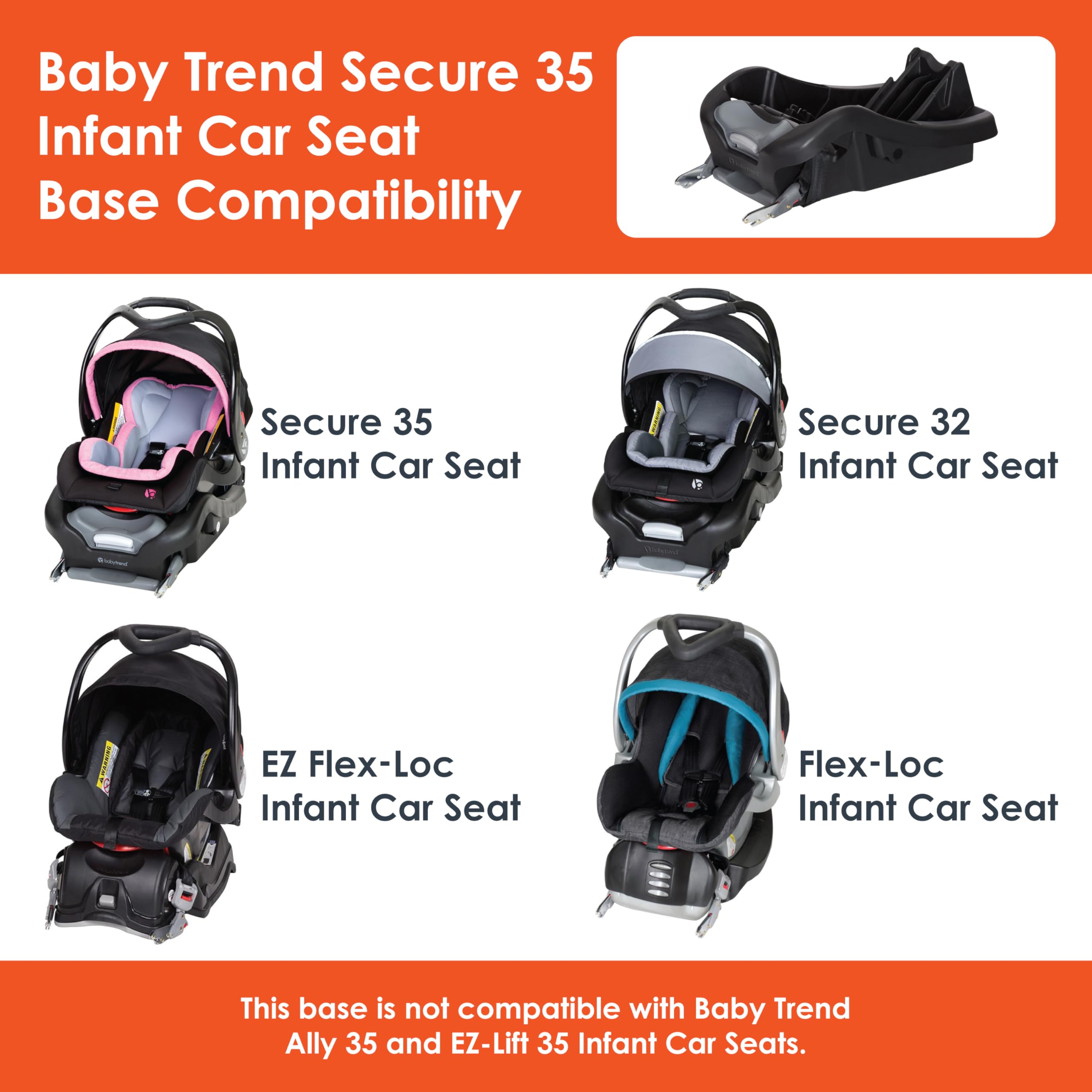 Baby Trend Skyview Plus Travel System, Bluebell + 2nd Secure 35 Infant Car Seat Base