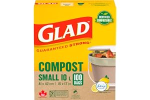 Glad 100% Compostable Bags - Small 10 Litres - Lemon scent 100 Compost Bags