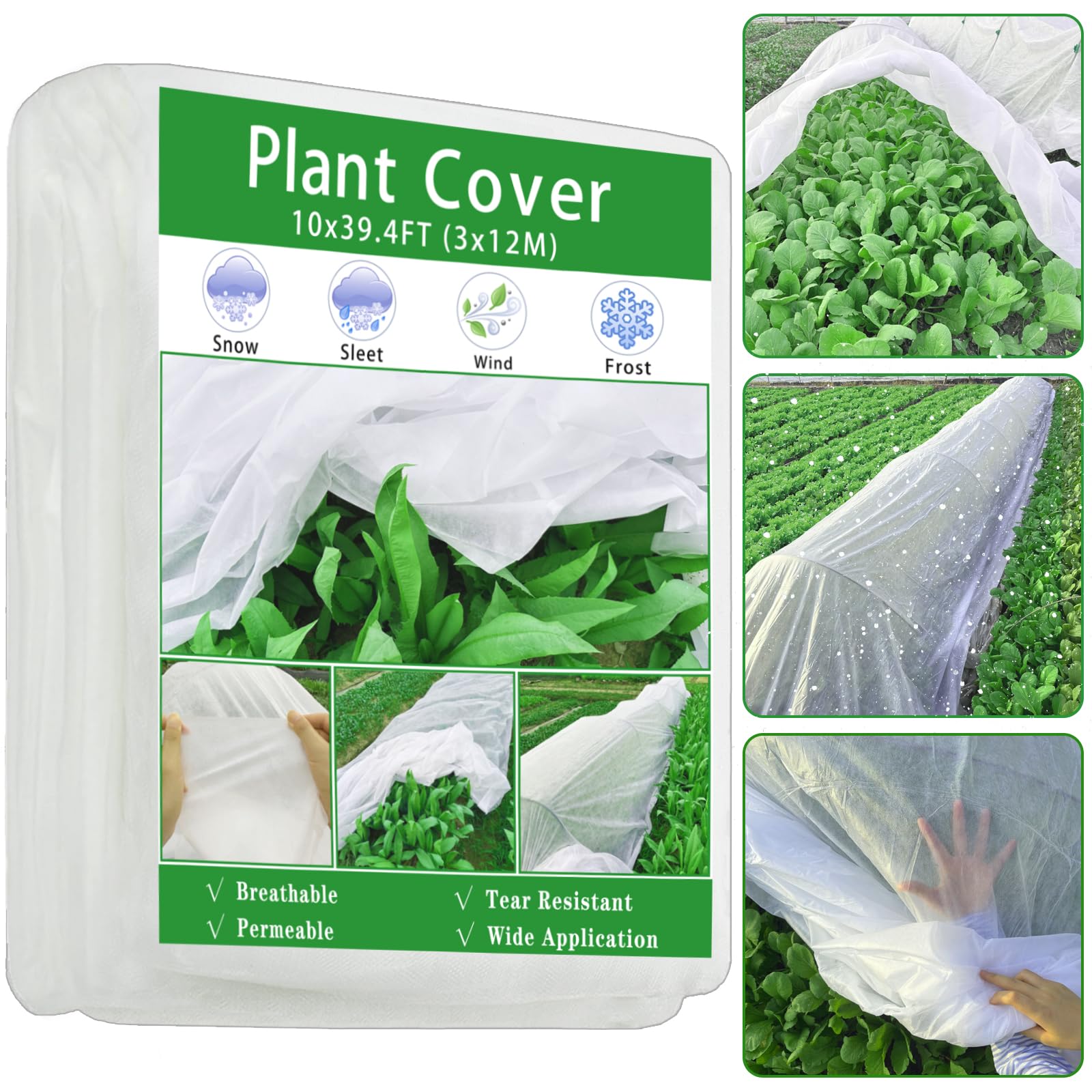 3 x 12M Garden Fleece Blanket,35gsm Plant Fleece Frost Protection,Large Horticultural Fleece for Plants,Reusable Fabric Plant Fleece Covers Protect Outdoor Garden Vegetables From Severe Winter