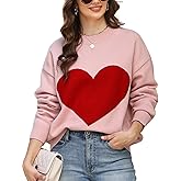 Gihuo Womens Heart Sweater Valentine Sweaters 2026 Long Sleeve Crewneck Pullover