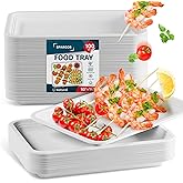 100 Pack 14 Inch Heavy Duty Disposable Food Trays Compostable Large Paper Plates Tray Set Natural Material Biodegradable for Party Serving Crawfish Lobster Crab BBQ Holiday Feast Seafood Supplies