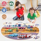 SYNARRY Giant Construction Vehicle Floor Puzzle 70pcs Round Kids 3 8 yrs view 5
