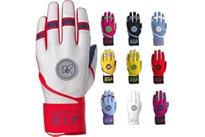 Drip & Rip Baller Series - Youth Batting Gloves + Adult Batting Gloves - for Softball and Baseball - Long Cuff Leather Style for Adult and Youth