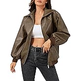 KWSTAIN Leather Jacket Women Vintage Washed Faux Oversized Casual Motorcycle Biker Bomber Coats With Pockets 2025 Y2K Trendy