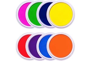 Lsushine Craft Large Ink Pad Stamps Partner DIY Color,8 Colors Rainbow Finger Ink pad for Kids (Pack of 8)