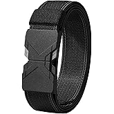 LionVII Elastic Men Belt, Stretch Belts with Quick Release Buckle Fit Through Belt Loops, Adjustable Trim to Fit 28-48" Waist