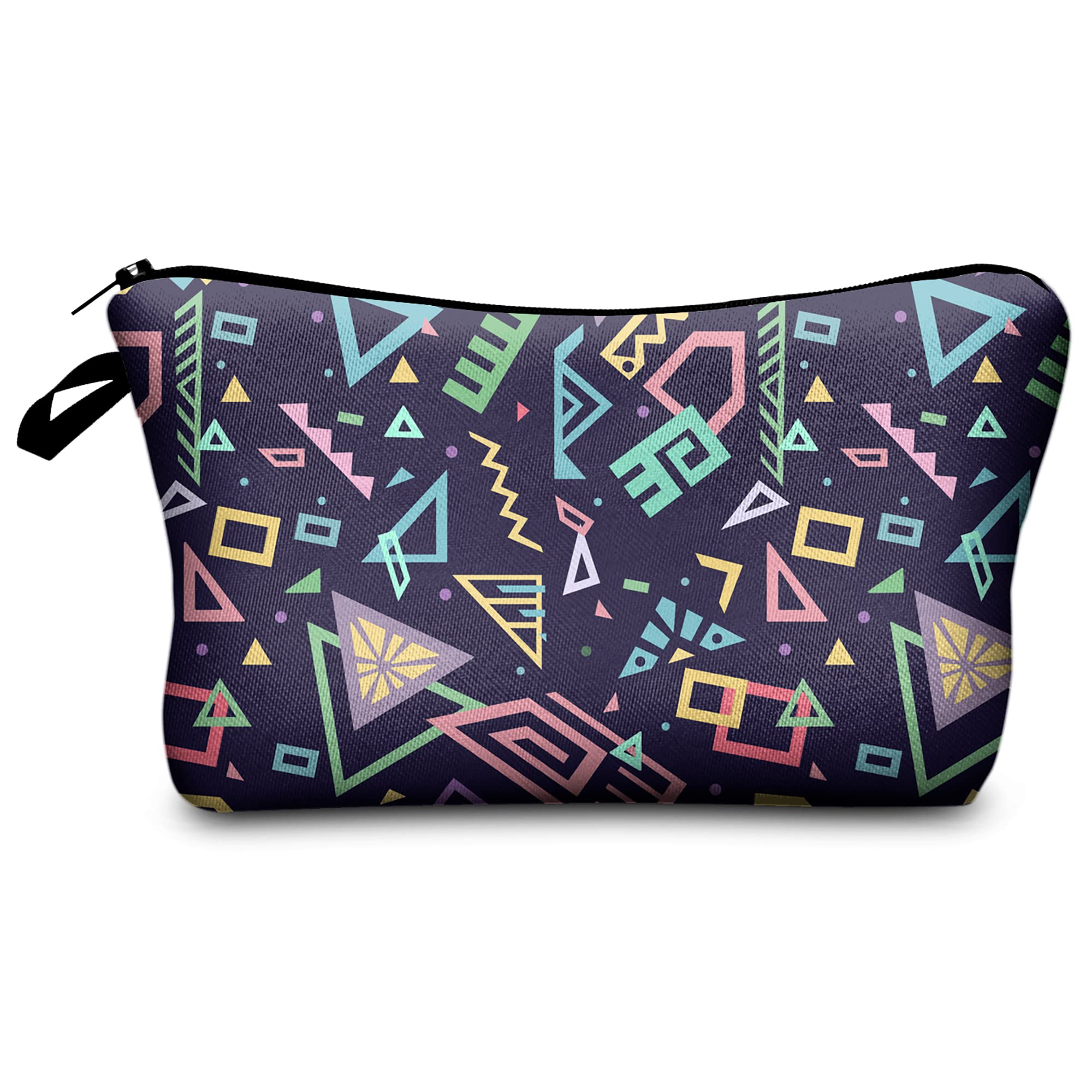 PREMYO Make-Up Pouch Cosmetic Bag Toiletry All Over Printed Design Geometry Fits in Handbag Ideal for Essentials Traveling Suitable as Pencil Case