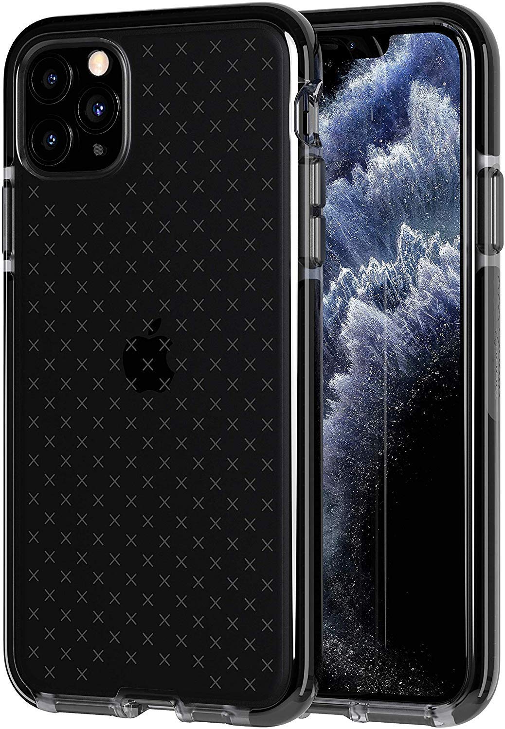 Tech21 T21-7227 Protective Apple iPhone 11 Pro Case Thin Patterned Back Cover with FlexShock - Evo Check - Smokey/Black