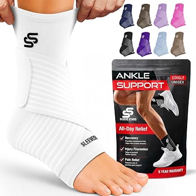 SS SLEEVE STARS Sleeve Stars Ankle Brace for Women Men 10-12 in White