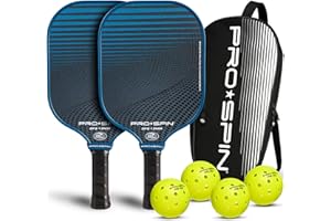 PRO SPIN Carbon Fiber Pickleball Paddles Set of 2 or Single | Lightweight Pickleball Set with Indoor/Outdoor Balls, Bag & Covers – Durable Pickle Ball Paddle Gift for Men, Women & Families