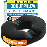 PT ENDORSED Donut Pillow for Tailbone Pain Relief Cushion - Coccyx &amp; Hemorrhoid Pillow for Sitting - Donut Seat Cushion for Pressure Relief, Prostate, Postpartum, Pressure Sores, Lifting Cushions
